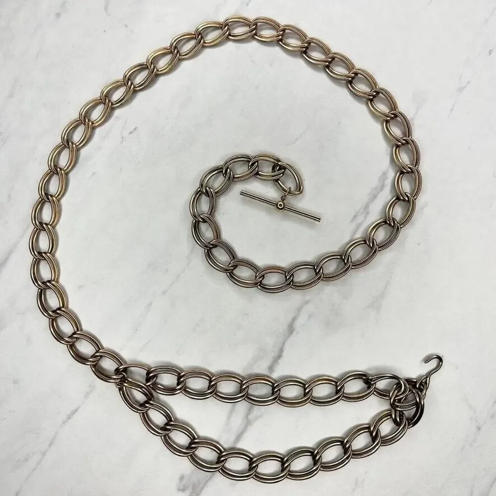 Gold Tone Drape Chain Link Belt - Size XS/S - Adjustable 8
